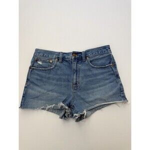 Madewell Relaxed Denim Shorts 27 Kelton Wash Raw Hem Mid Rise Blue